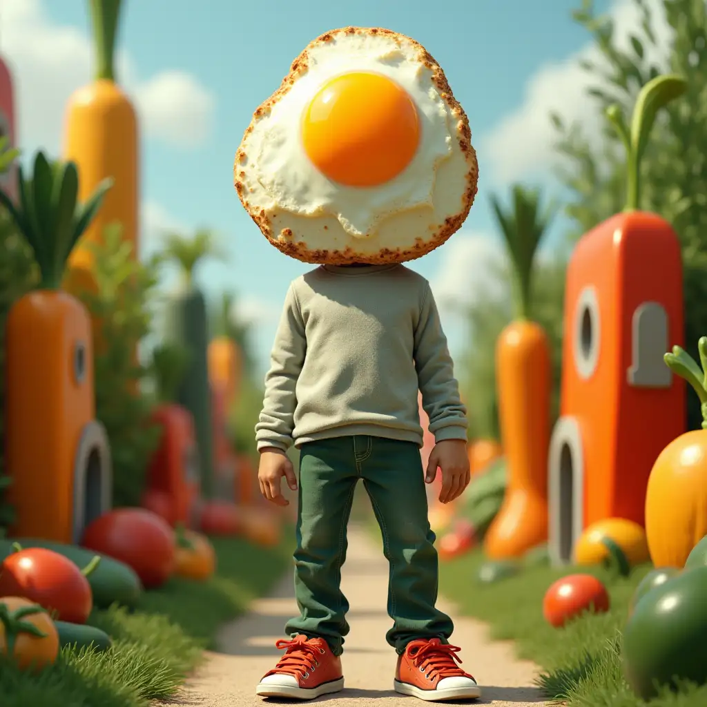 Human-with-SunnySideUp-Egg-Head-in-a-Colorful-Vegetable-World