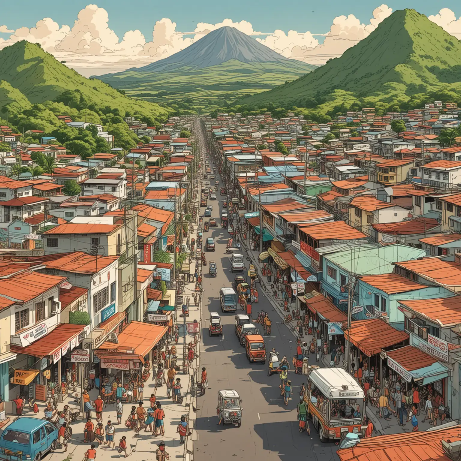 Cartoon-Illustration-of-Legaspi-City-in-Bicol-Philippines