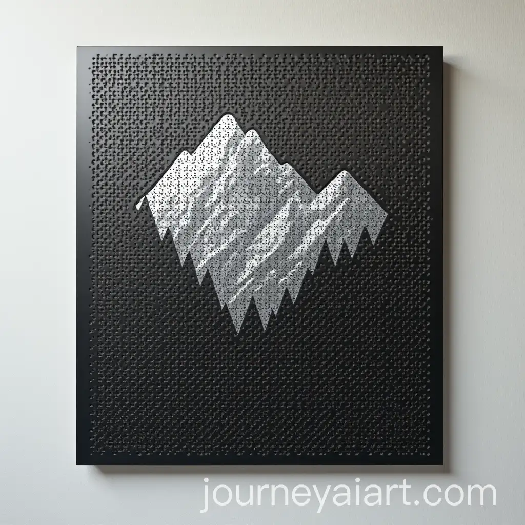 Black-Perforated-Metal-Panel-with-Simple-Mountain-Graphic-Design