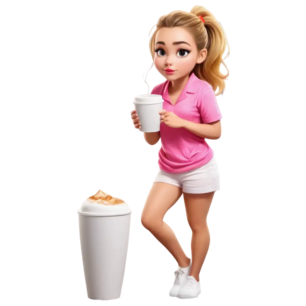 HighResolution-4K-PNG-Image-Realistic-Oil-Painting-of-a-Latina-Chibi-Woman-in-Pink-Pajamas-with-Coffee