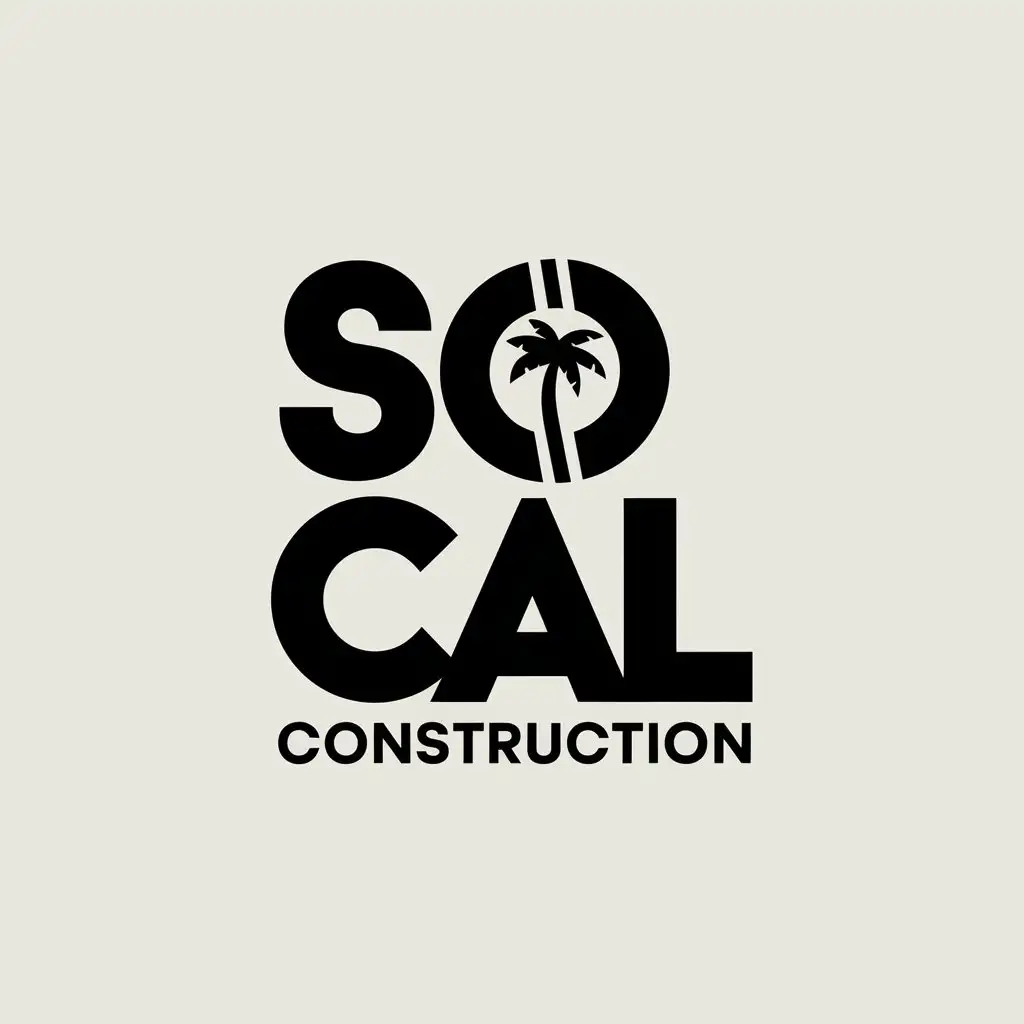 LOGO Design for So Cal Construction Palm Tree Symbol with Clear Background