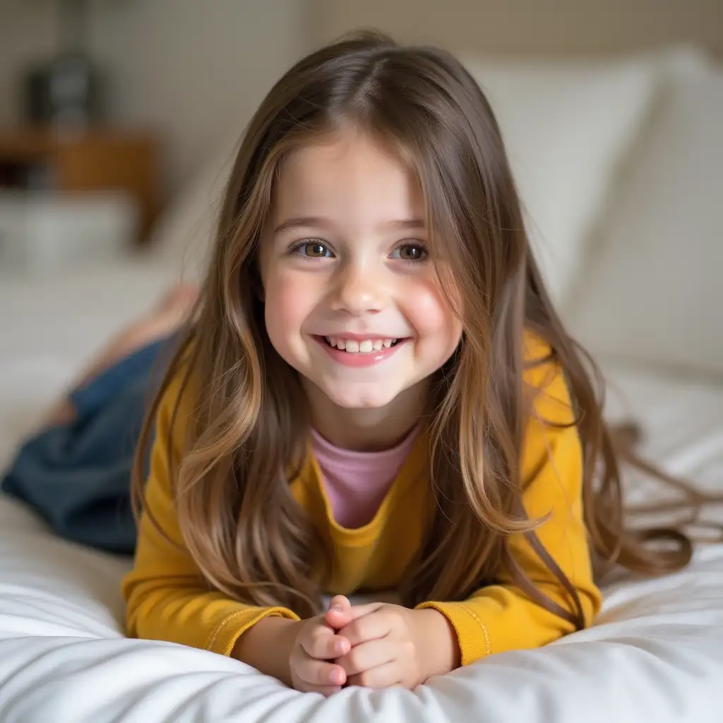 Smiling-Young-Girl-Relaxing-on-a-Cozy-Bed