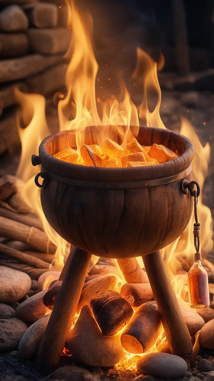 Vikings Boiling Tinder Fungus with Human Urine for Fire Starting