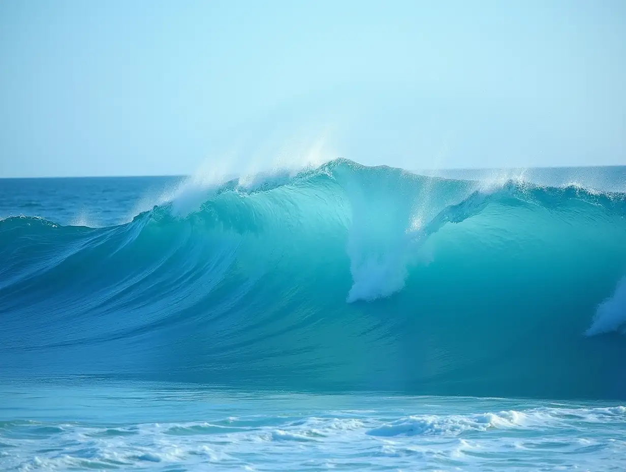 Majestic Deep Blue Ocean Waves Crashing on Shore