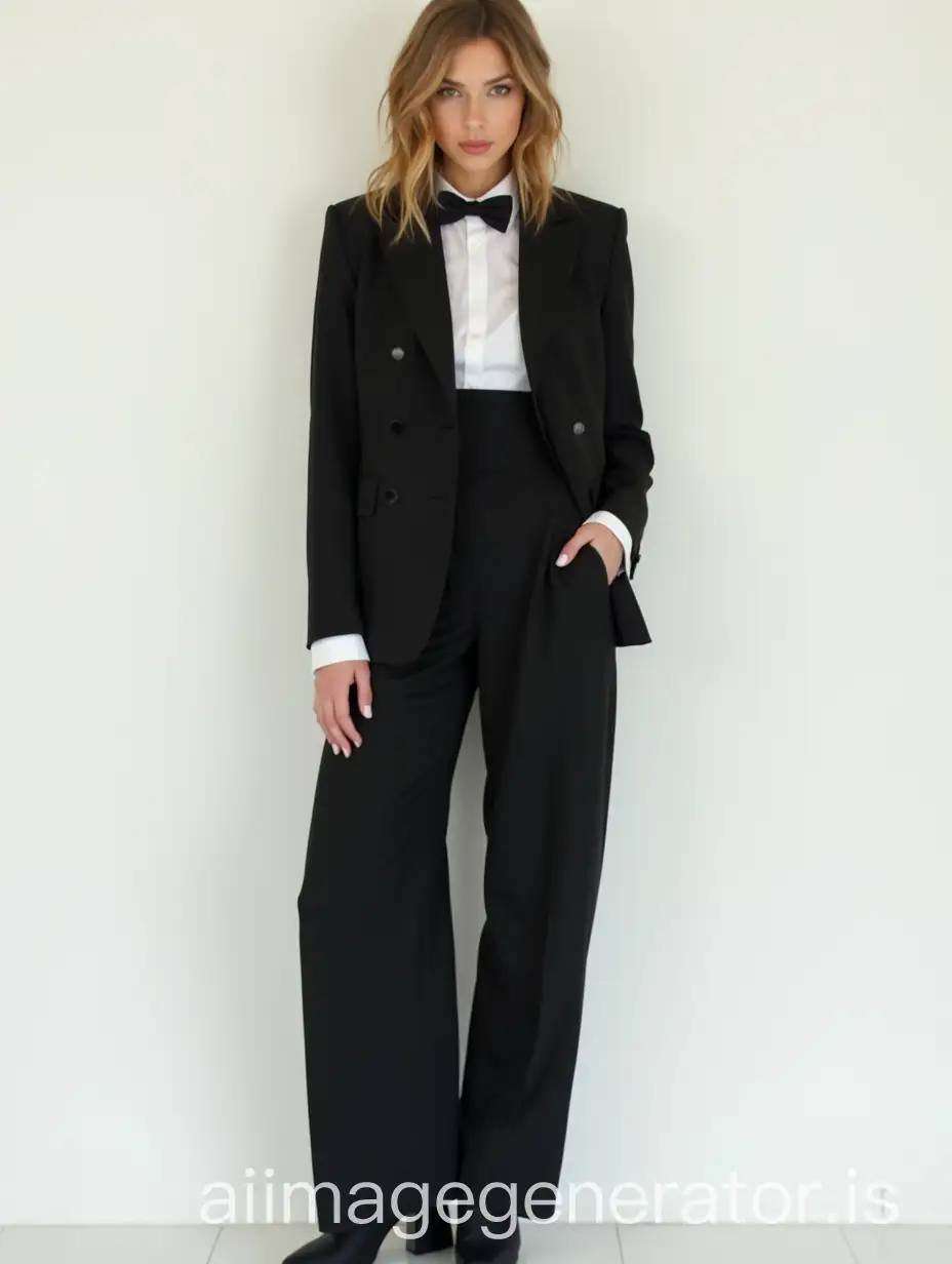 Elegant-Female-Actress-in-Tuxedo-Jacket-and-Bow-Tie