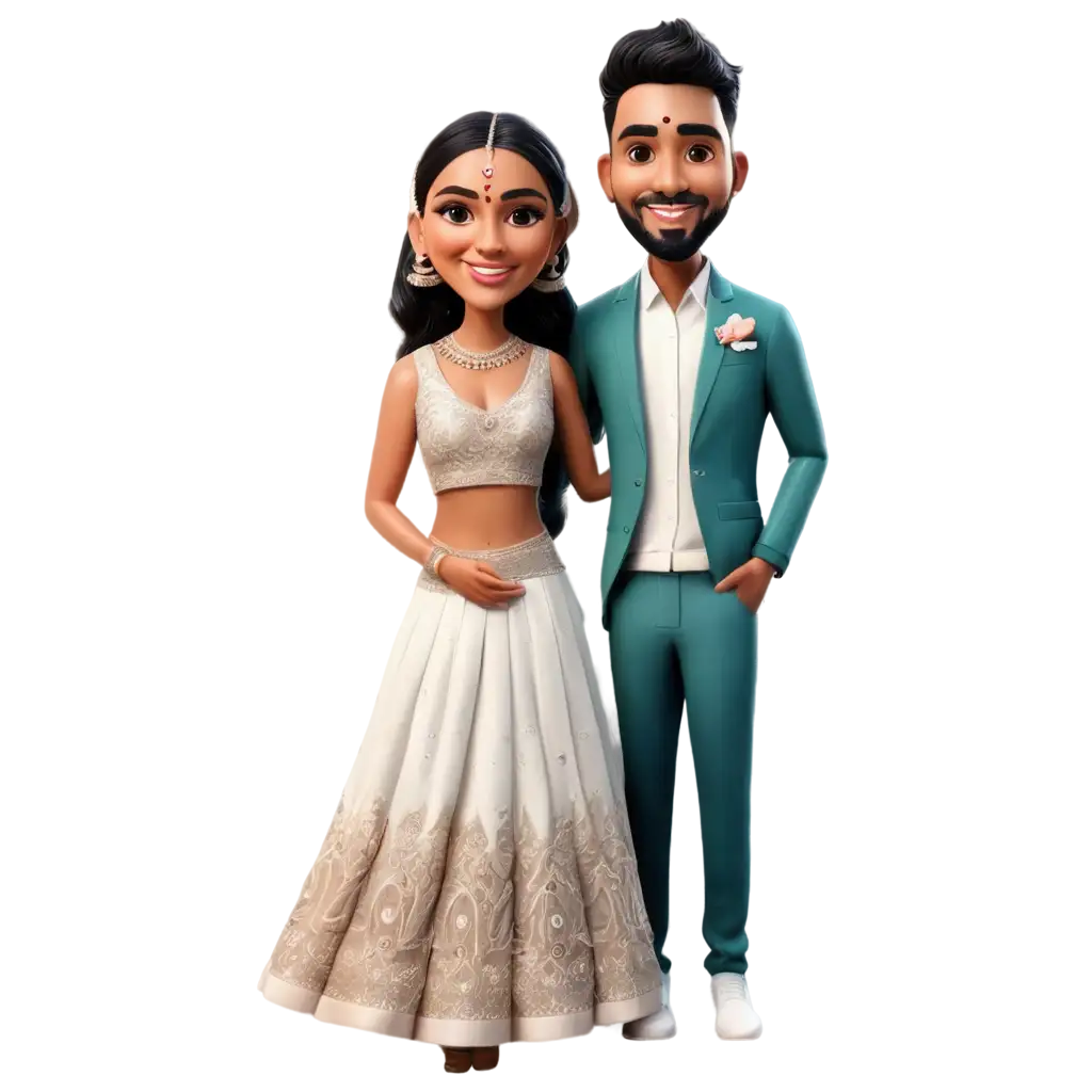 Indian-Couple-Reception-Caricature-PNG-Celebrate-Love-in-Style