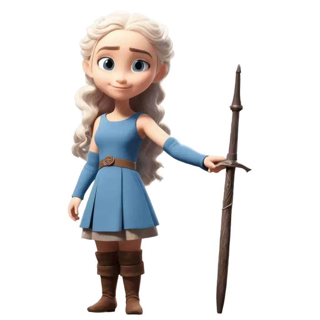 Adorable-Daenerys-Targaryen-from-Game-of-Thrones-in-Pixar-Style-PNG-Image-Medieval-Background-and-Cozy-Lighting-Design