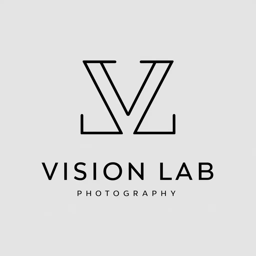 a vector logo design,with the text "vision lab", main symbol:VL,Minimalistic,be used in photography industry,clear background