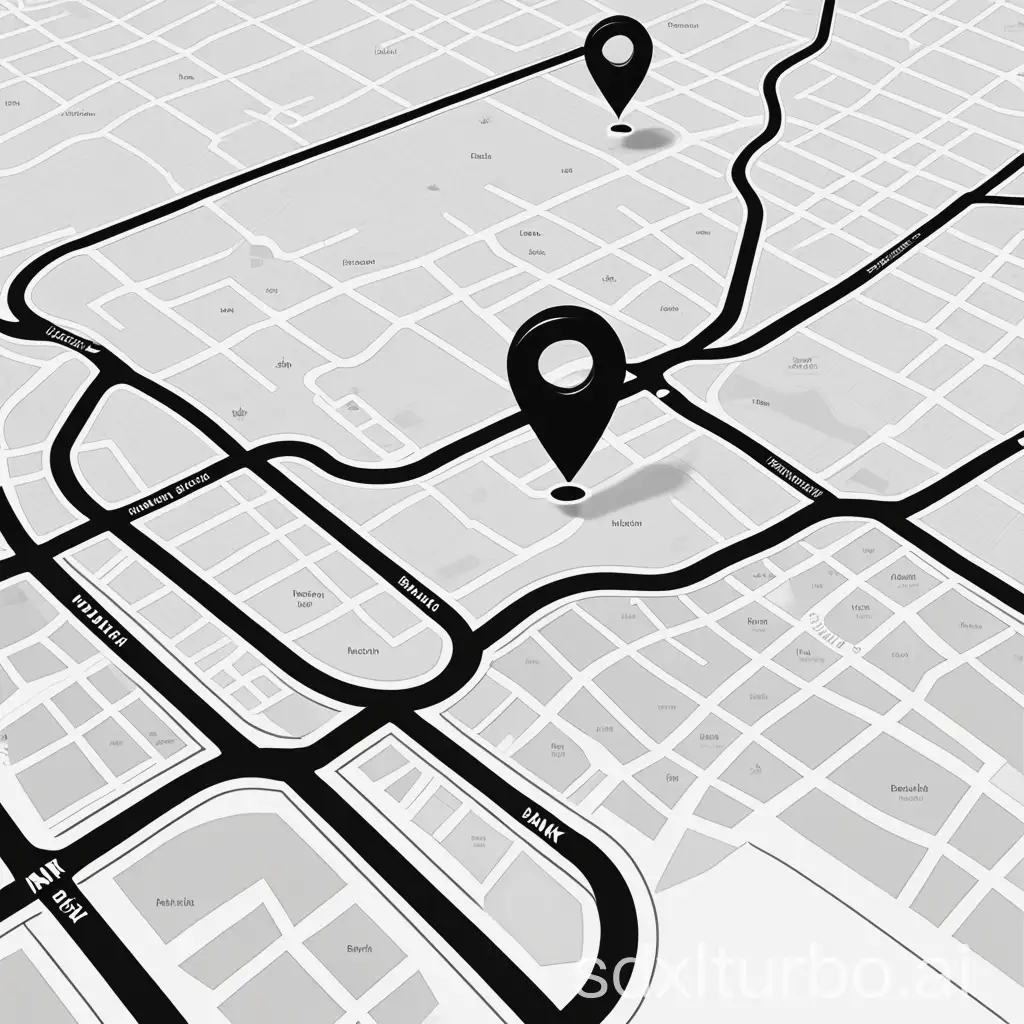 create a map in black and white colors for bank location