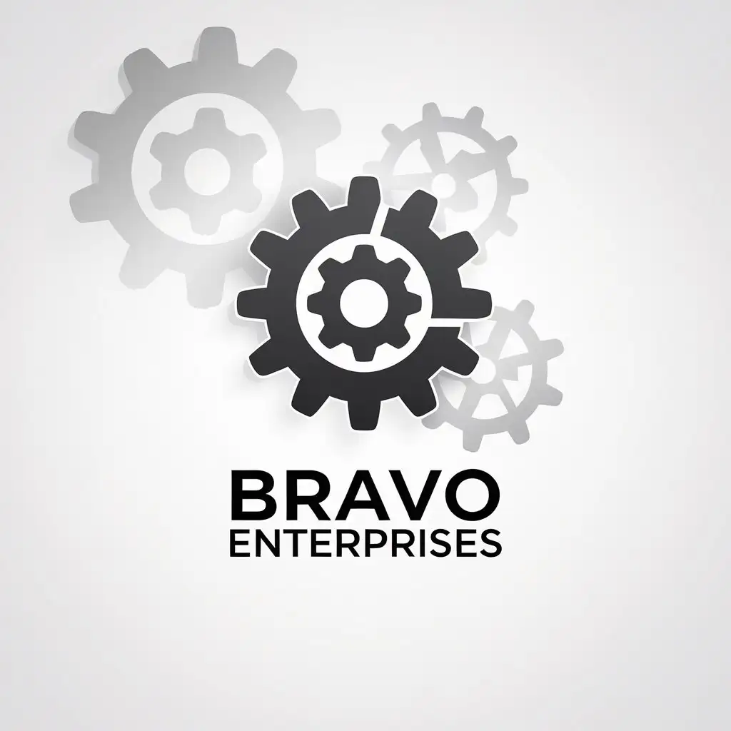 LOGO Design for Bravo Enterprises Modern Vector with Gears for Technology Industry