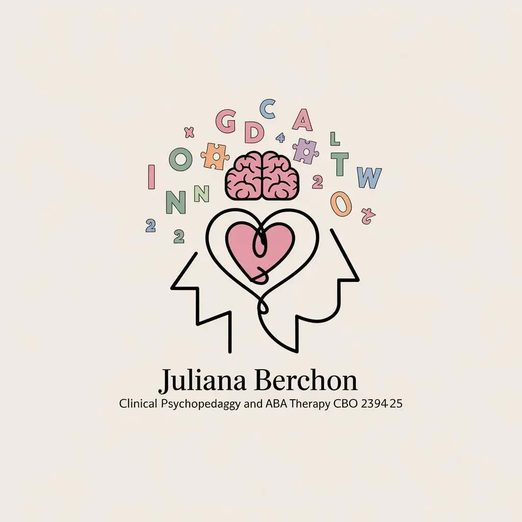 LOGO-Design-For-Juliana-Berchon-Heart-Head-and-Puzzle-Symbols-in-Pastel-Romantic-Tones