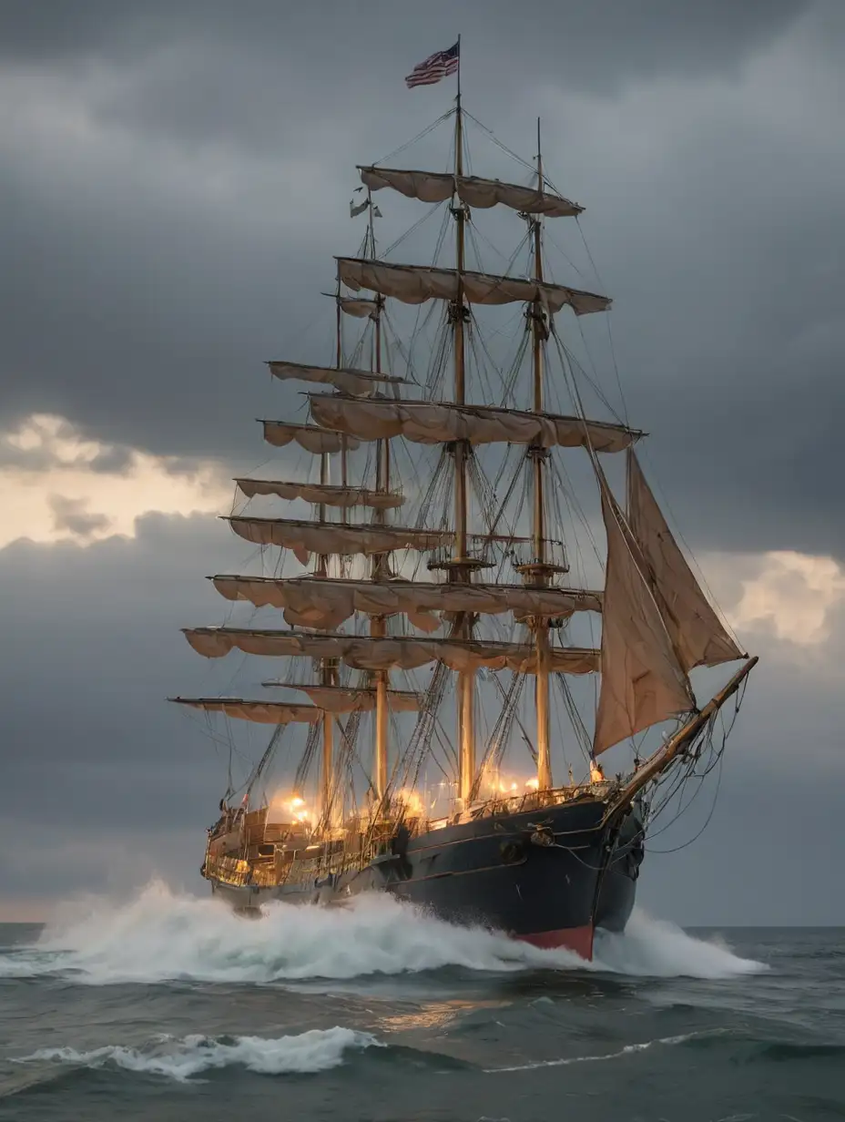 Majestic-Pirate-Ship-Sailing-at-Sunset