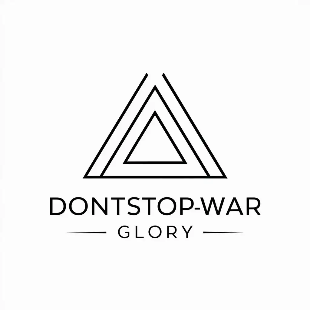 a vector logo design,with the text "dontstopwar GLORY", main symbol:Triangle,Minimalistic,be used in Religious industry,clear background