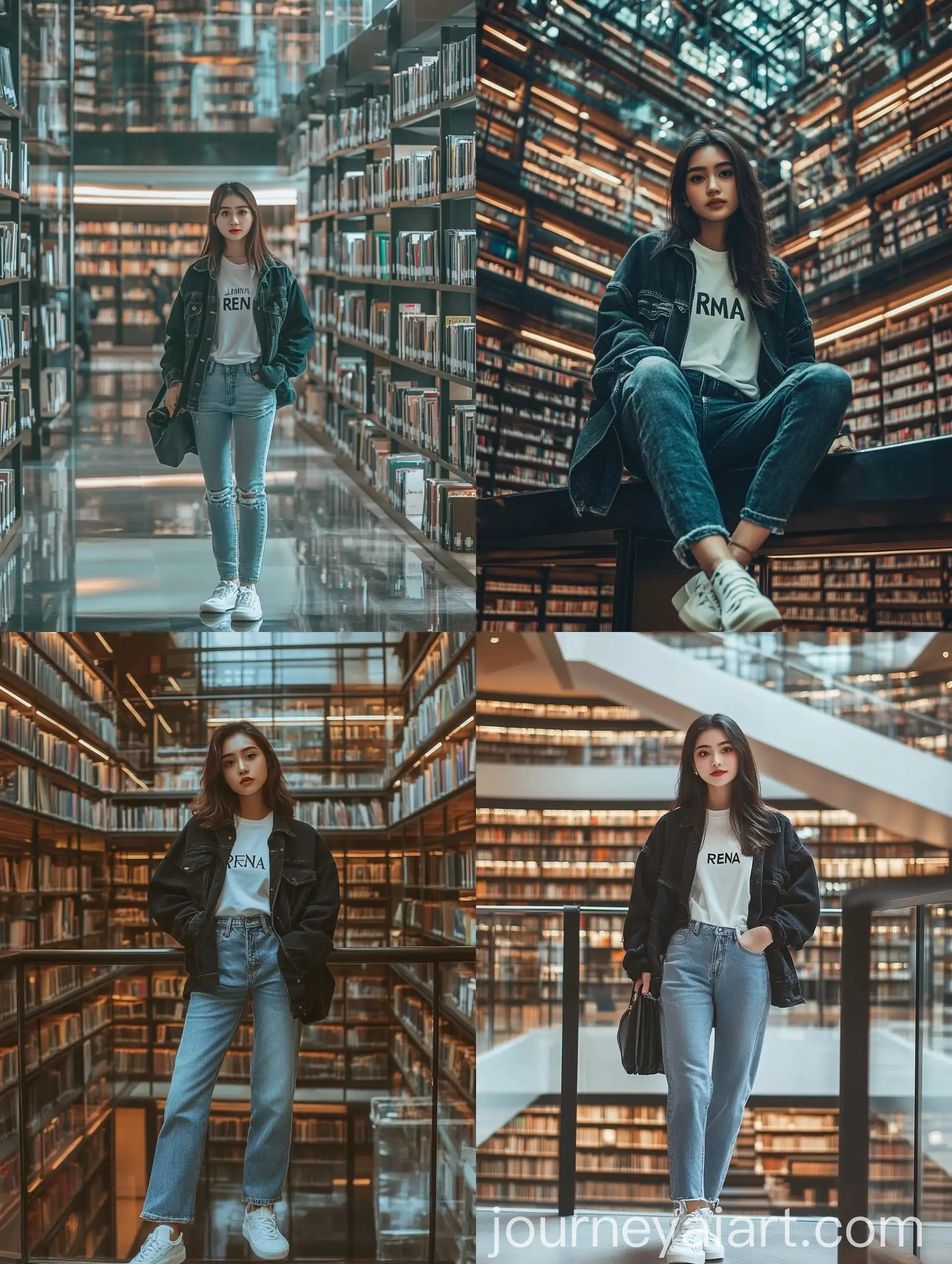 Stylish-Indonesian-Woman-with-NIKON-Camera-in-Luxurious-Library