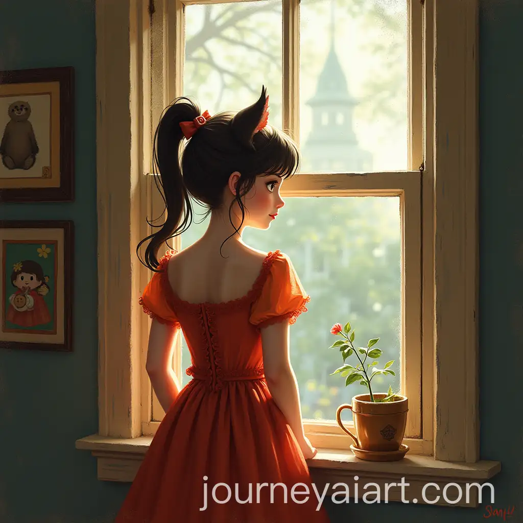 Liza-Observing-the-World-from-Her-Window-in-Sumie-Style