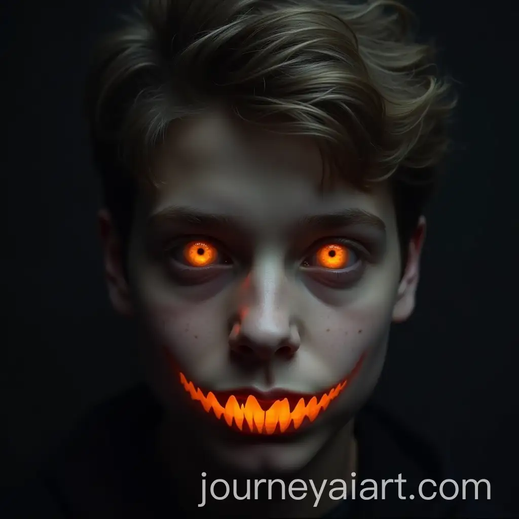 Teenage-Boys-Face-Transforming-into-a-Halloween-Ghost-with-Pumpkin-Features