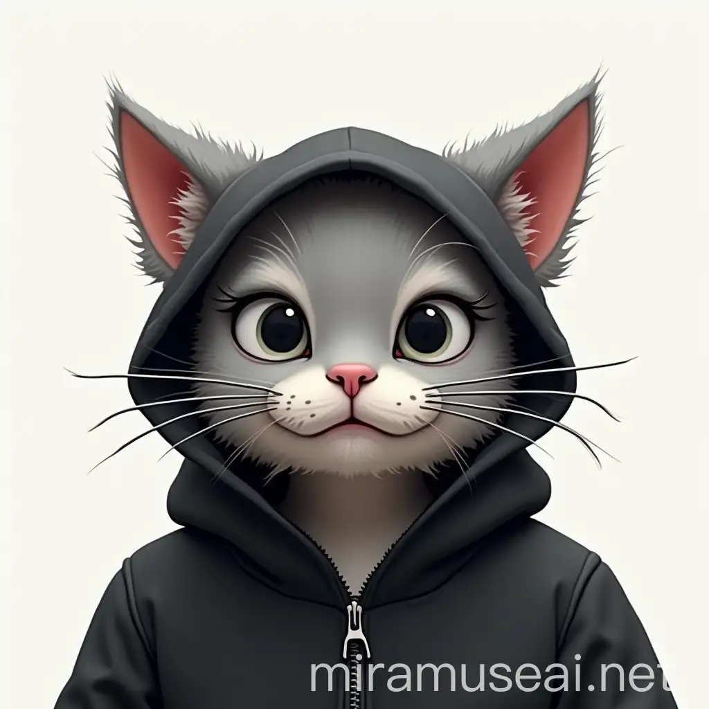 Crazy Cat in Urban Streetwear Rabid 2D Black and White Cat Head