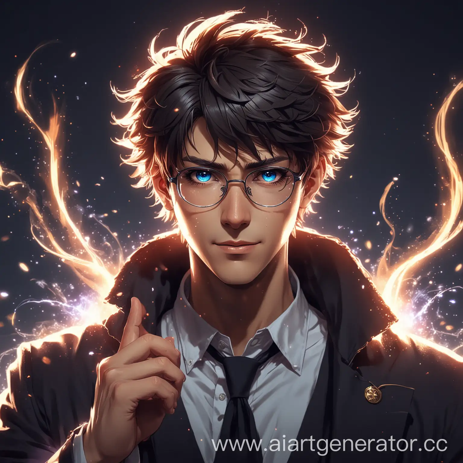 Anime-Man-with-Glasses-Using-Magic-Powers