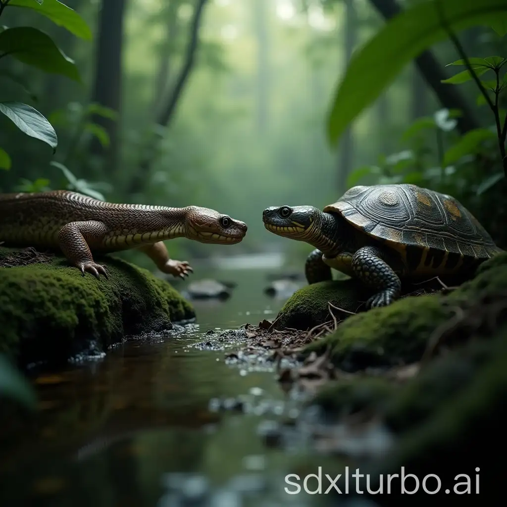 Python-and-Turtle-Encounter-in-a-Lush-Jungle-Landscape