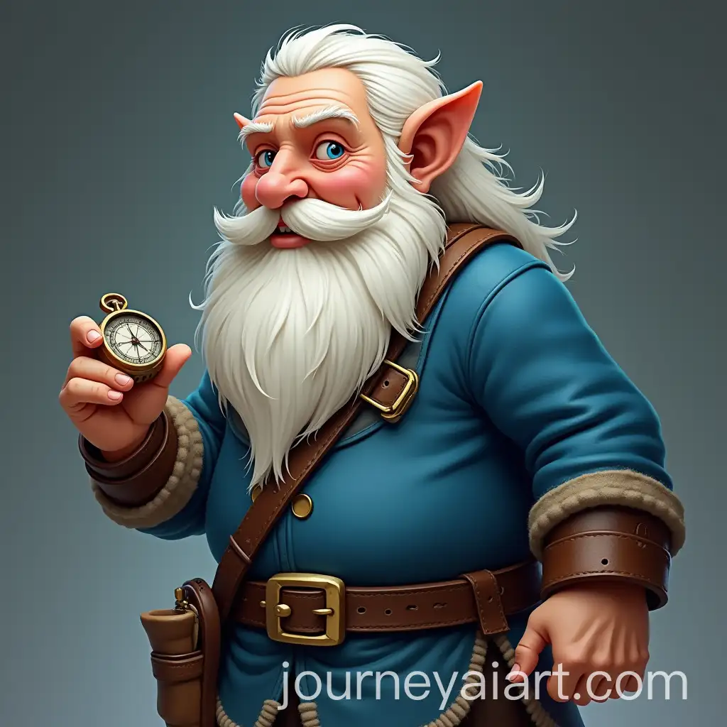 Dwarf-with-White-Beard-Holding-Compass-in-Blue-Shirt-and-Belt