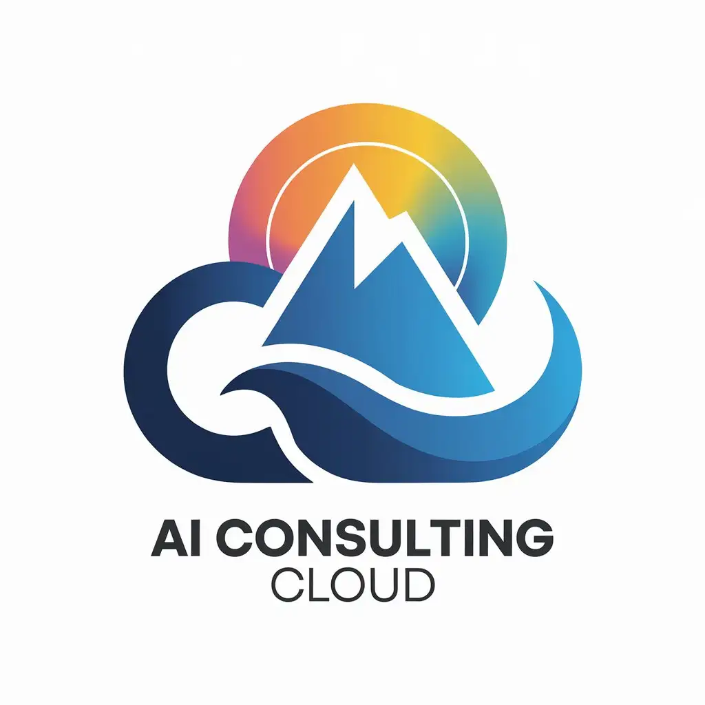 LOGO Design For AI Consulting Cloud Mountain Sun Wave Symbol in Modern Tech Style