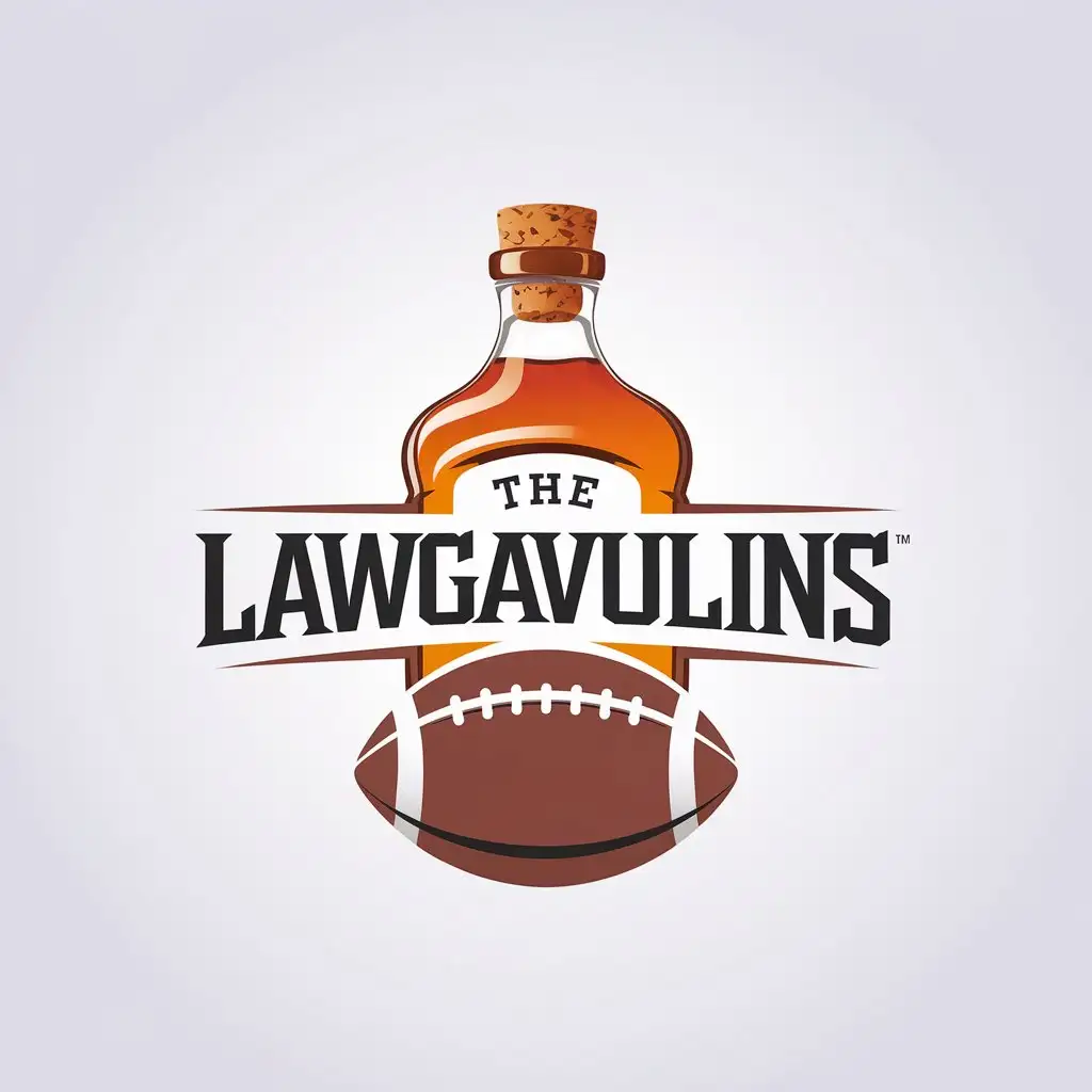 LOGO Design for The Lawgavulins Realistic Scotch Whiskey Bottle with American Football Theme