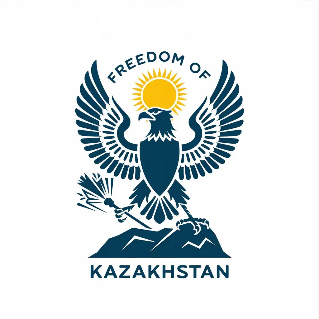 a vector logo design,with the text "freedom of Kazakhstan", main symbol:eagle,Moderate,be used in Travel industry,clear background