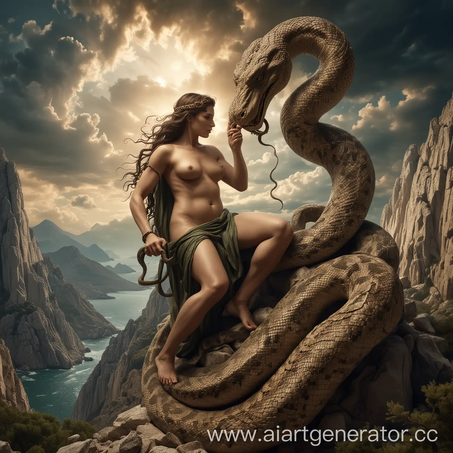 Pregnant-Snake-Climbing-MountainShaped-Poseidon-in-Ancient-Greek-Mythology