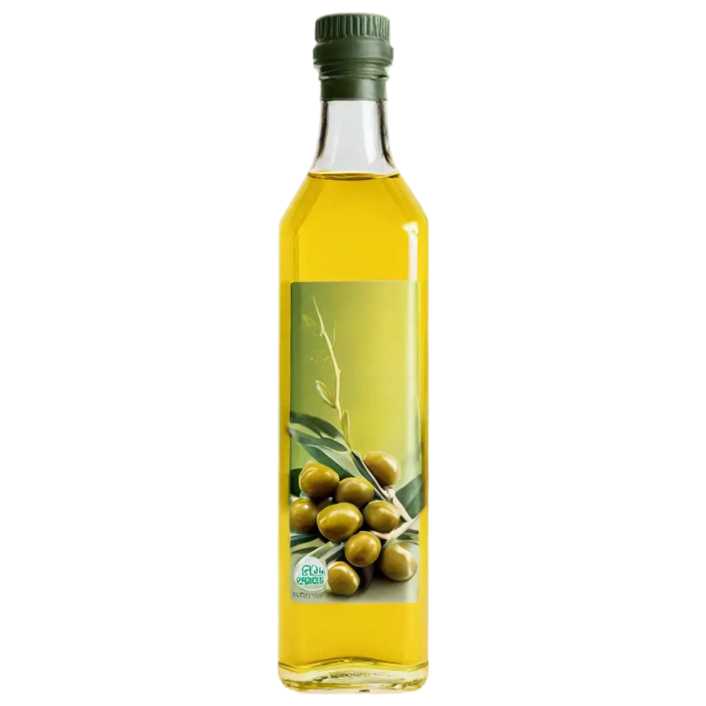 HighQuality-PNG-Image-of-Olive-Oil-in-a-Transparent-Bottle-with-Olives-at-the-Bottom-Right