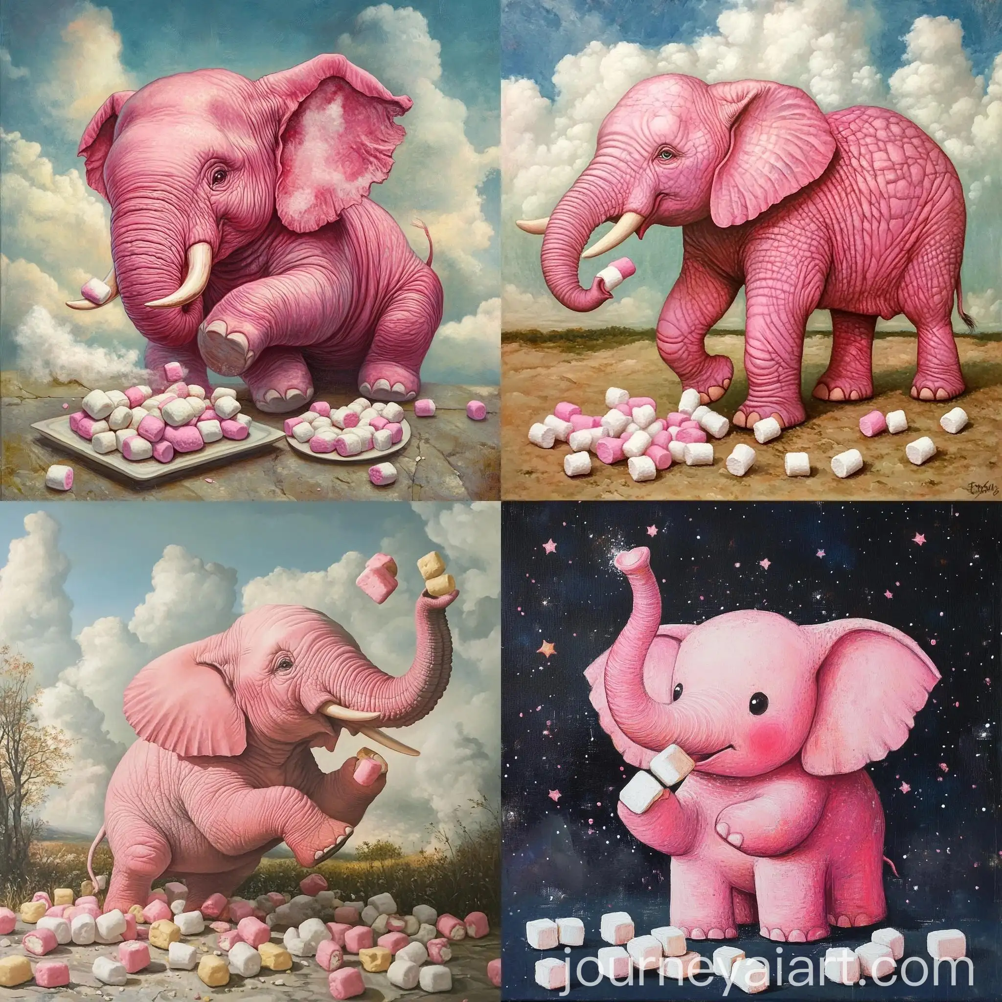 Playful-Pink-Elephant-Eating-Marshmallows