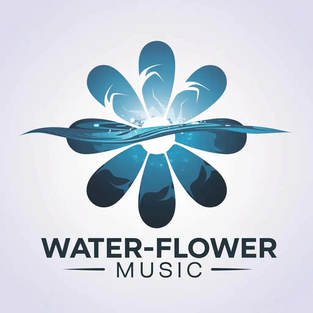 a vector logo design,with the text "water-flower music", main symbol:Water flowers, big sea, modern,complex,be used in Internet industry,clear background