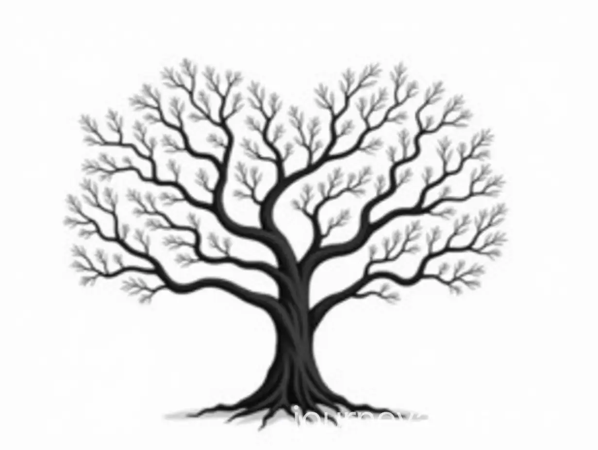 HeartShaped-Tree-with-Bare-Branches-and-Leaves-in-Black-and-White