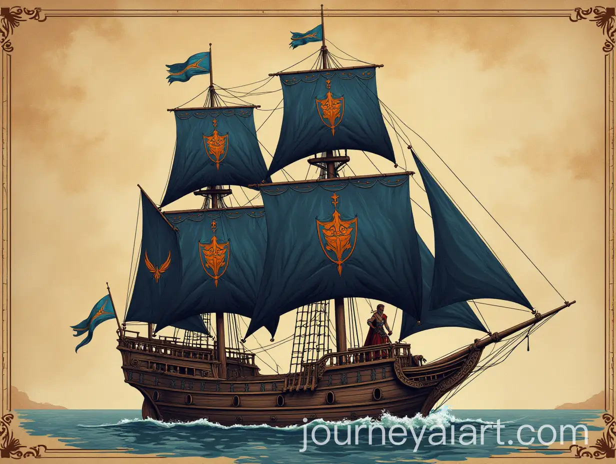 MedievalFantasy-Ship-Blueprints-with-Tiefling-and-Elf-on-Deck