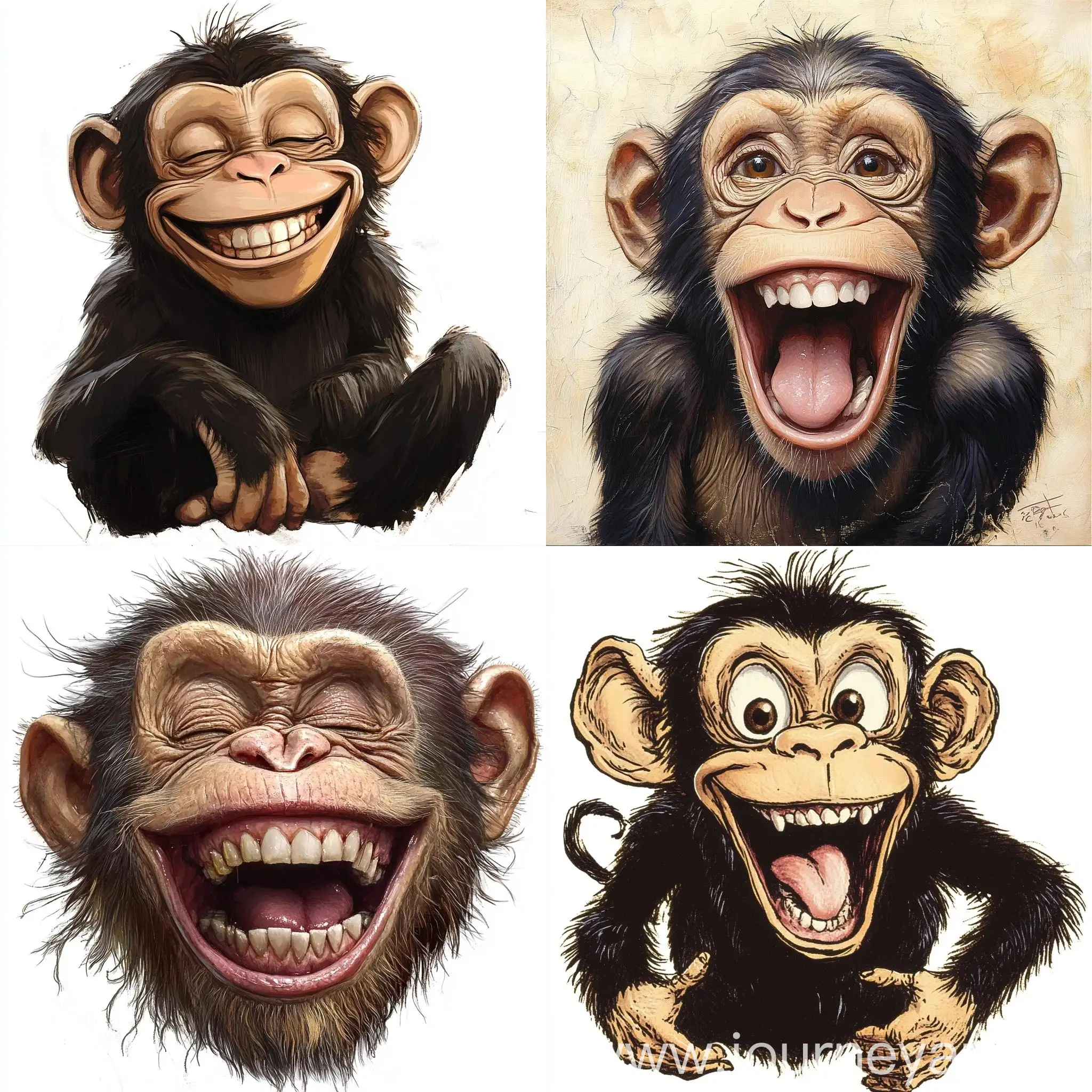 Exaggerated-Detail-Happy-Monkey-Clipart