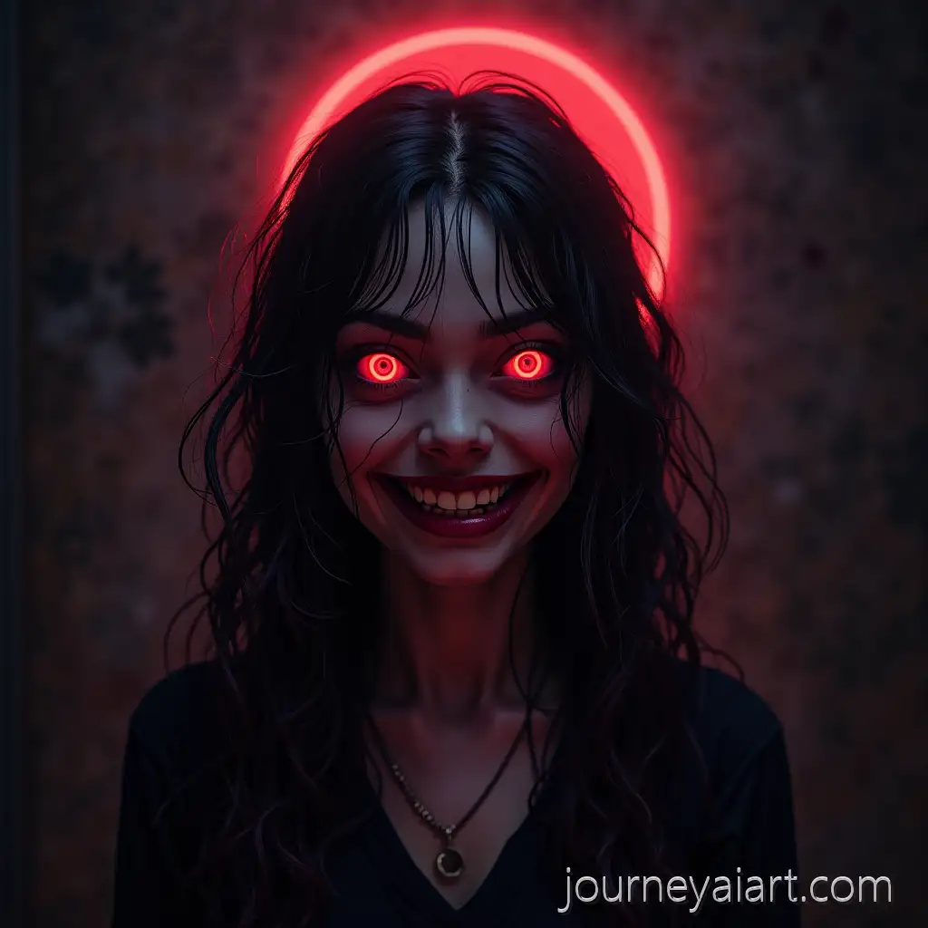 Smiling-Scary-Girl-in-DarkDark-Brazilian-Phonk-Art-Brazilian-Phonk-Artwork-with-Eerie-Effects