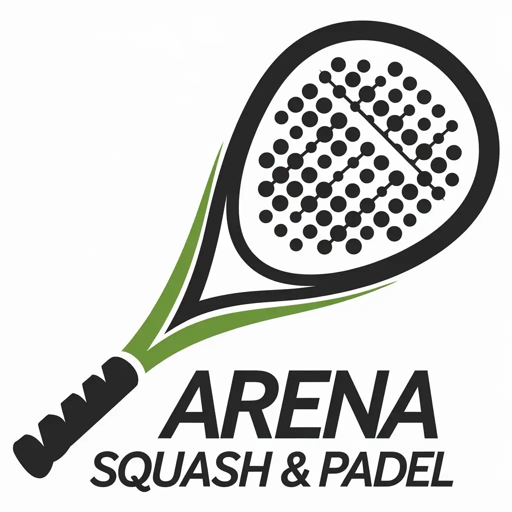 LOGO Design For Arena Squash Padel Green Racket Symbol in Minimalistic Style