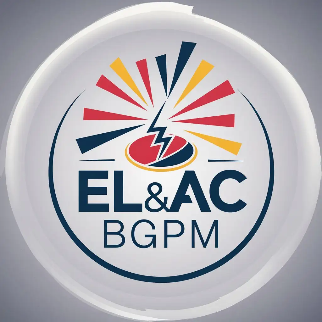 LOGO Design for ELAC BGPM Circular Symbol with Electrical Energy Red Blue and Yellow Colors