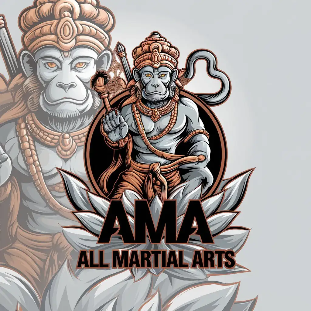 LOGO-Design-for-AMA-ALL-MARTIAL-ARTS-Vector-Design-with-Hanuman-Symbol-on-Clear-Background