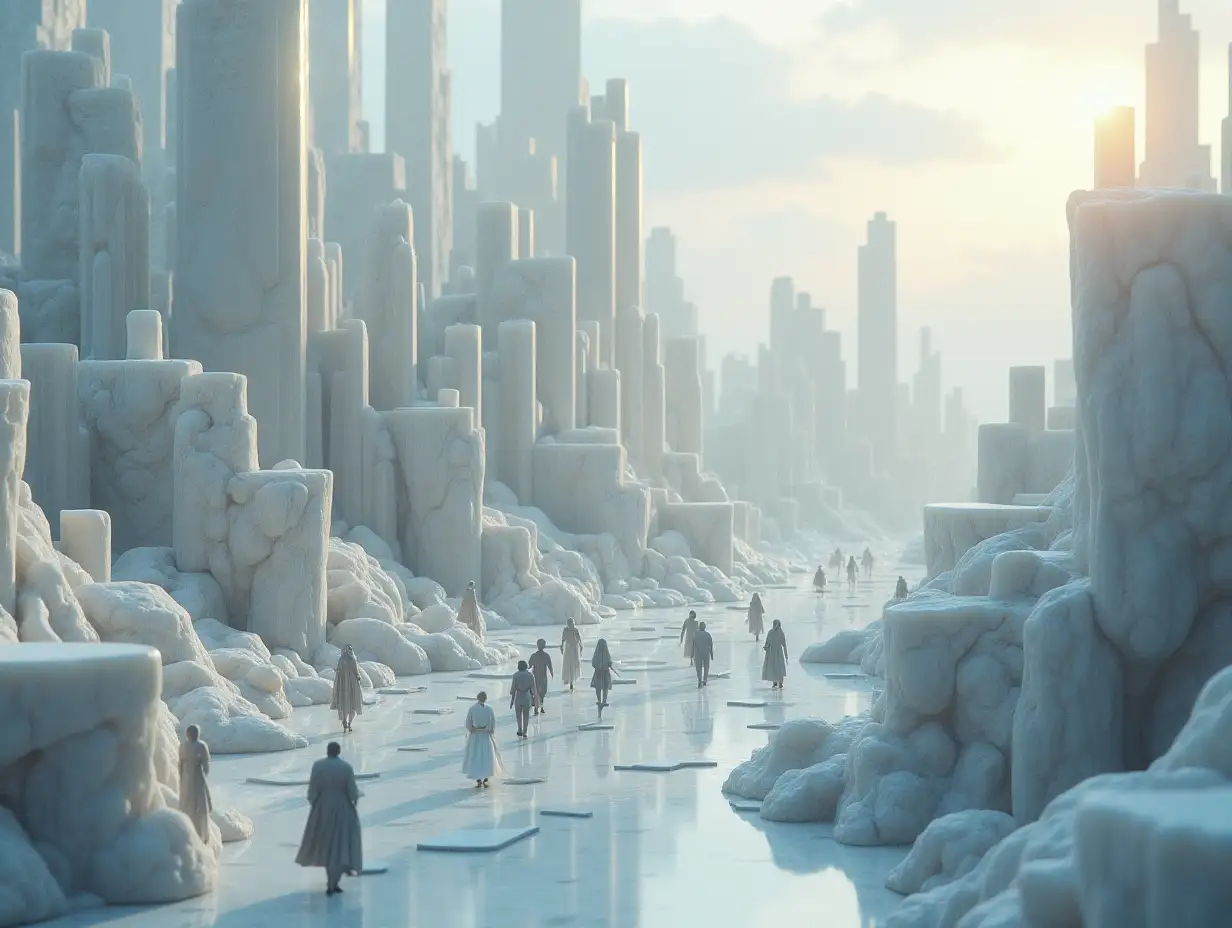 Create a city in a marble with many people