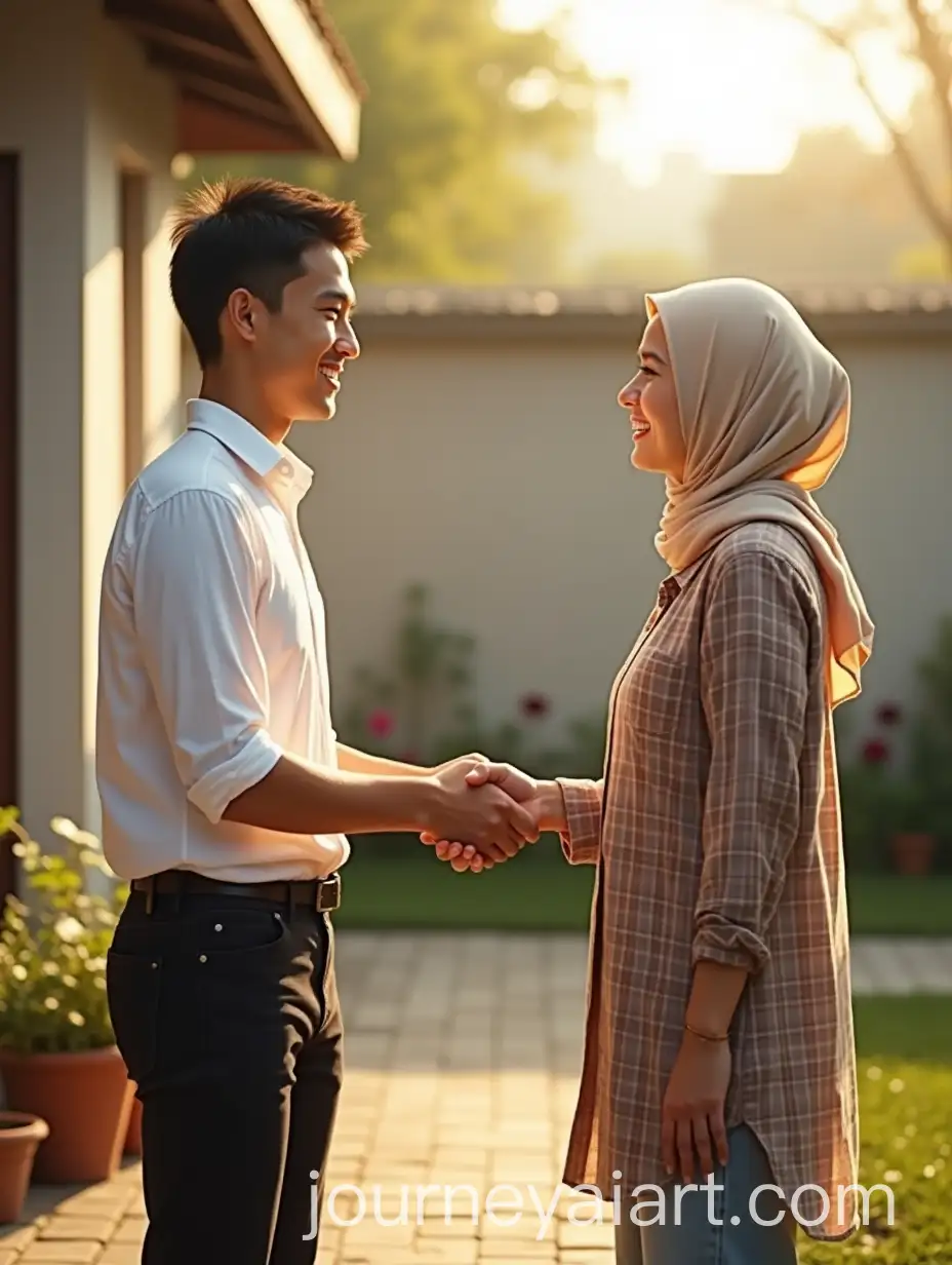 Young-Man-Shakes-HandsAI-Image-Prompt-Expansion-with-Parents-in-Yard-on-a-Calm-Morning