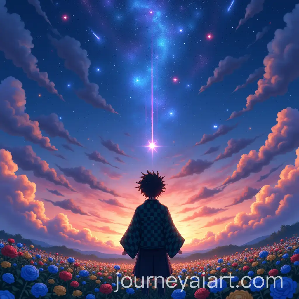 Tanjiro-Kamado-in-a-Magical-Flower-Field-Under-a-Starry-Sky