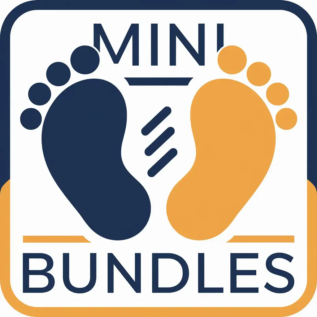 LOGO Design for Mini Bundles Playful Vector Art with Childrens Feet Symbol on Clear Background