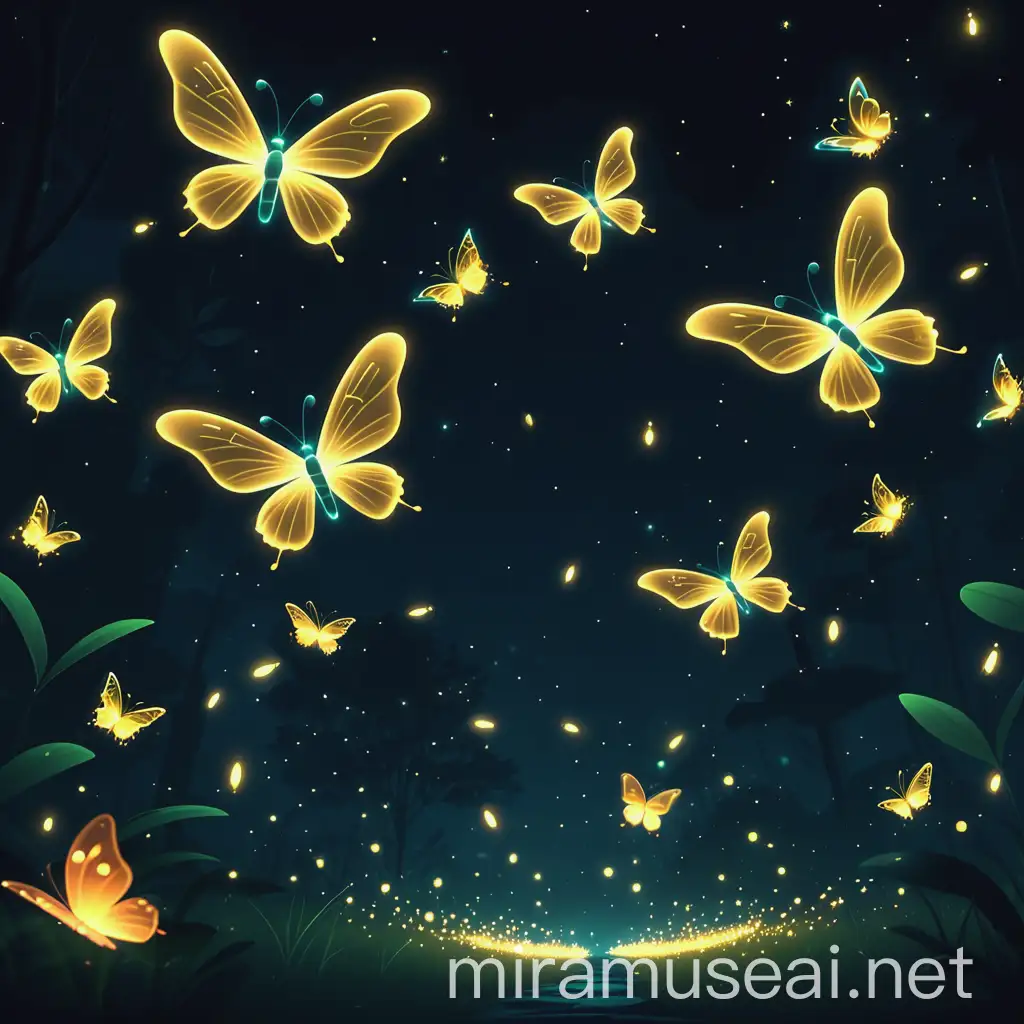 Enchanting Animated Fireflies and Glowing Butterflies