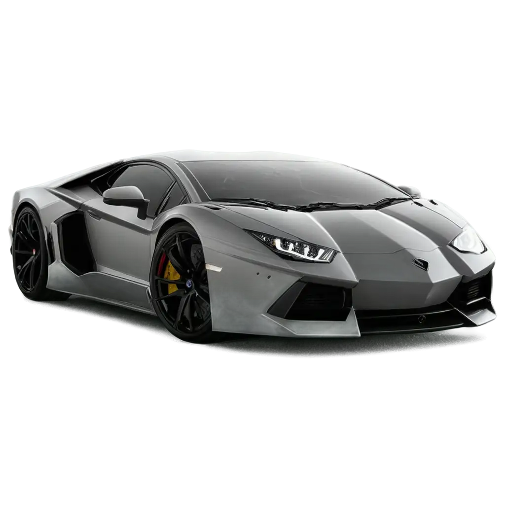 HighQuality-PNG-Image-of-a-Gray-Lamborghini-with-Headlights-On