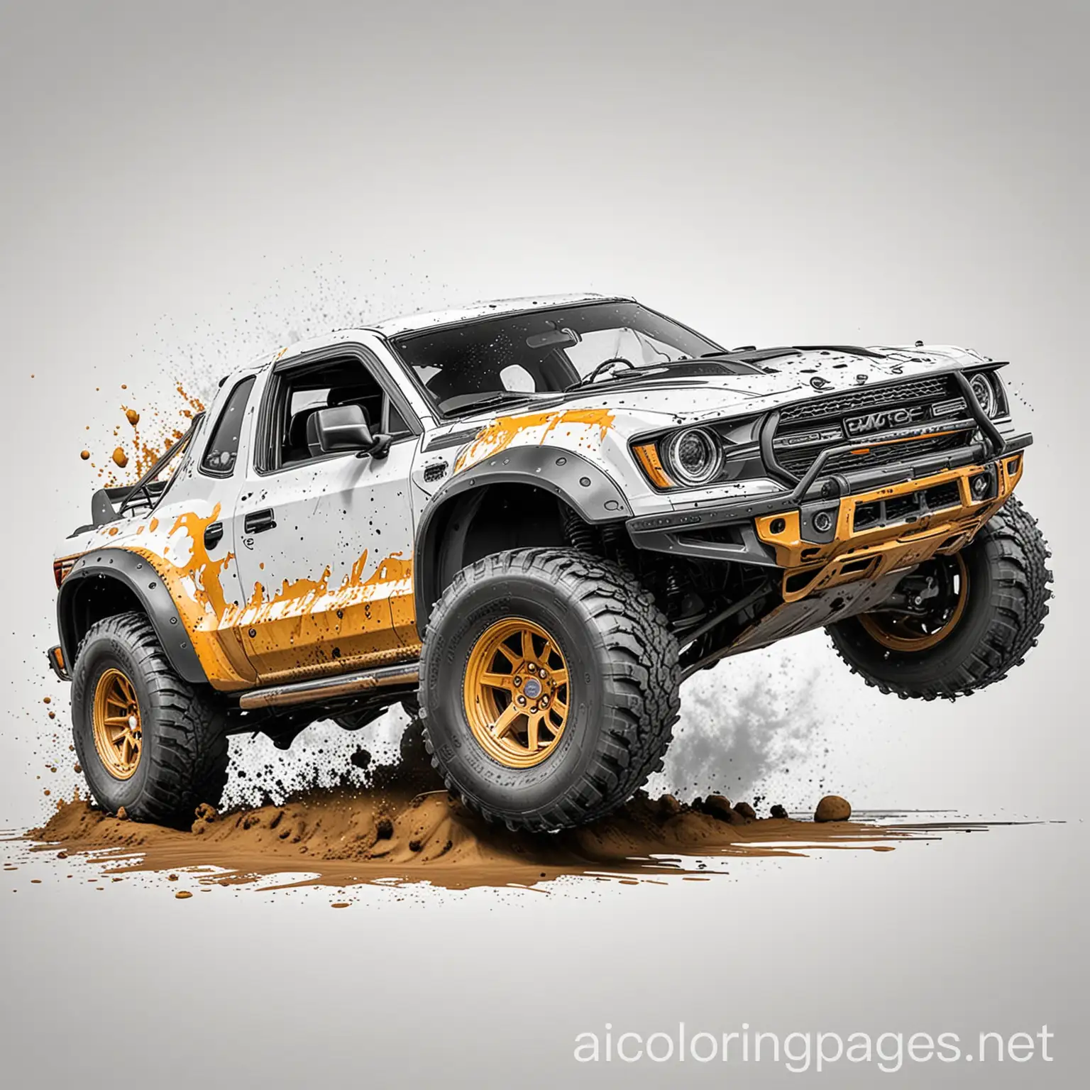 Modified-Car-Racing-Through-Mud-Coloring-Page