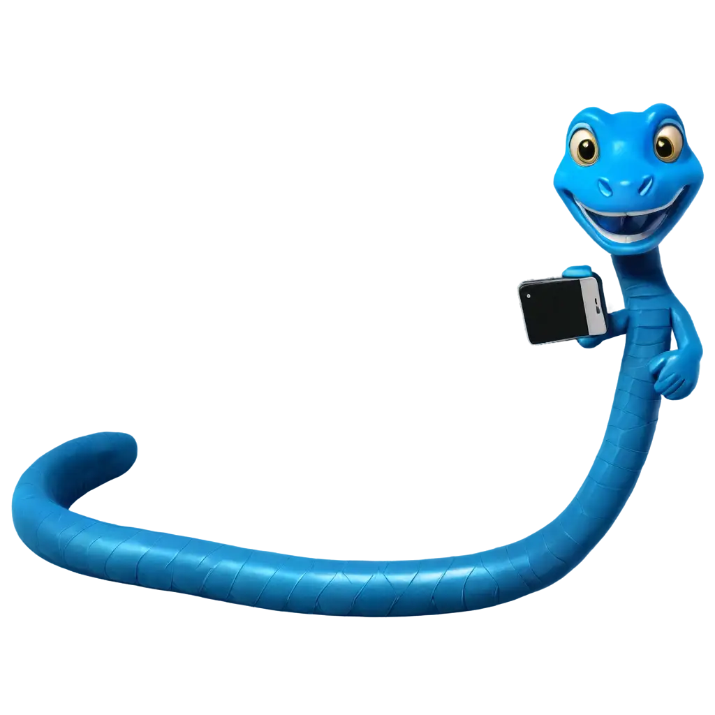 PNG-Image-Usage-AnalysisFunny-Blue-Snake-with-a-Phone-PNG-Image-Perfect-for-Creative-Projects-and-Digital-Content