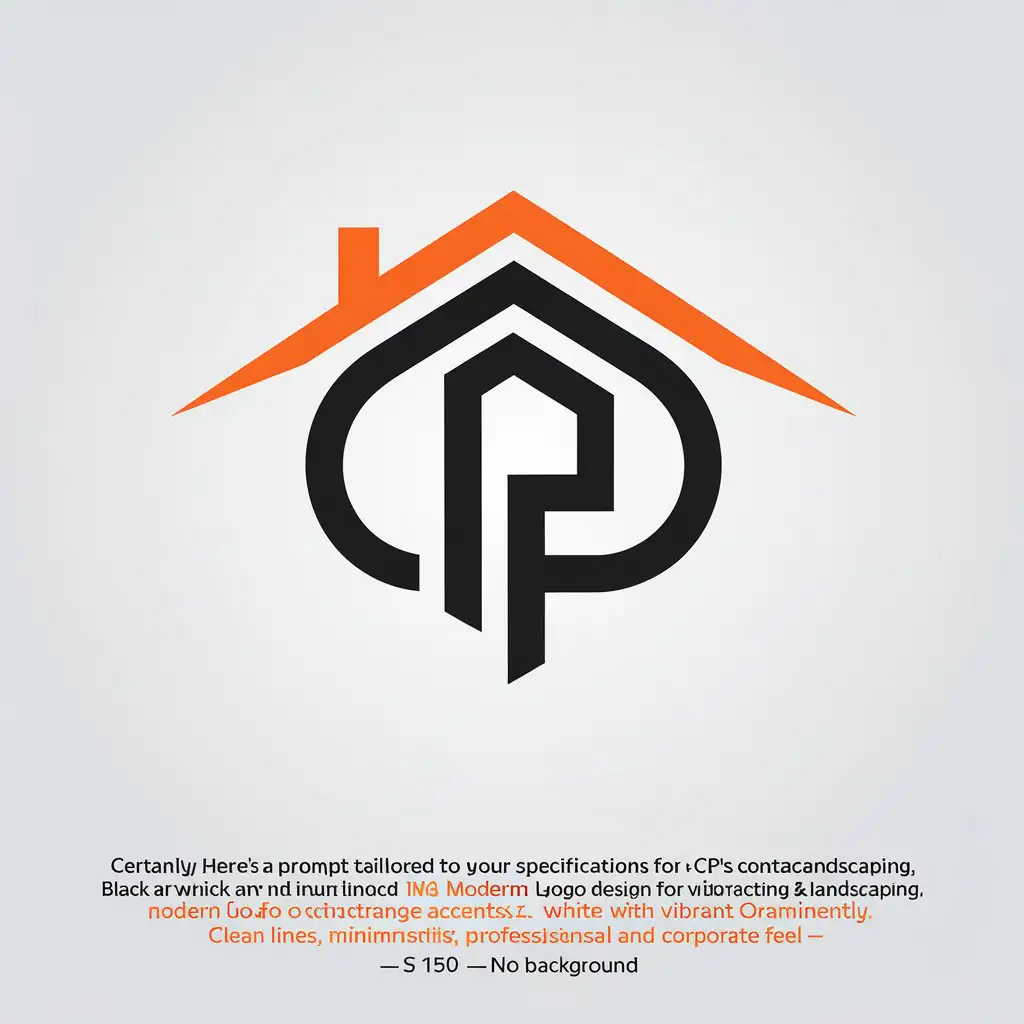 LOGO Design For CPS Contracting Landscaping Black White Vibrant Orange with Prominent CP Initials