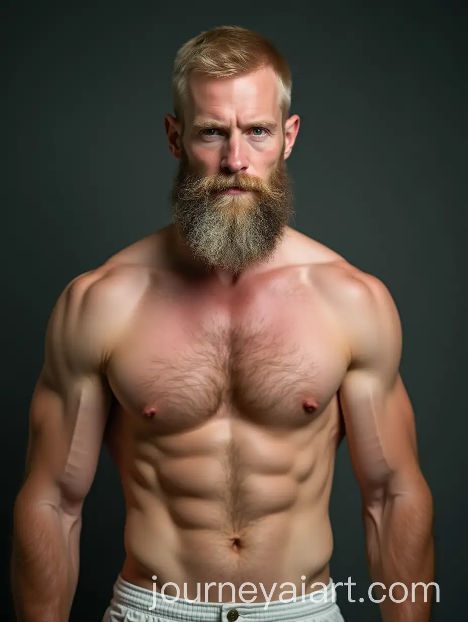 Relaxed-Portrait-of-a-Rugged-Beefy-40YearOld-Irish-Man-with-Blond-and-Grey-Beards