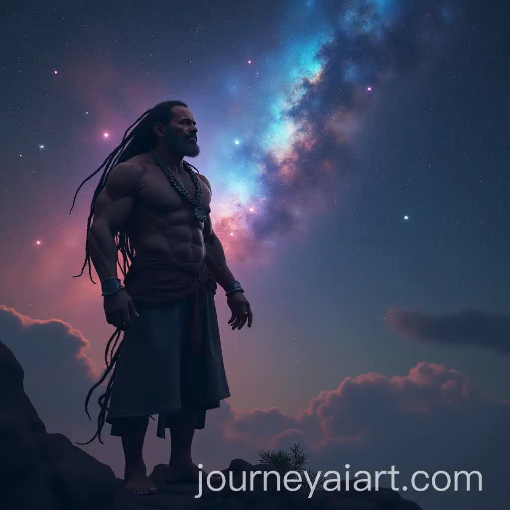 Old-Man-with-Dreadlocks-Gazing-at-a-Cosmic-Night-Sky
