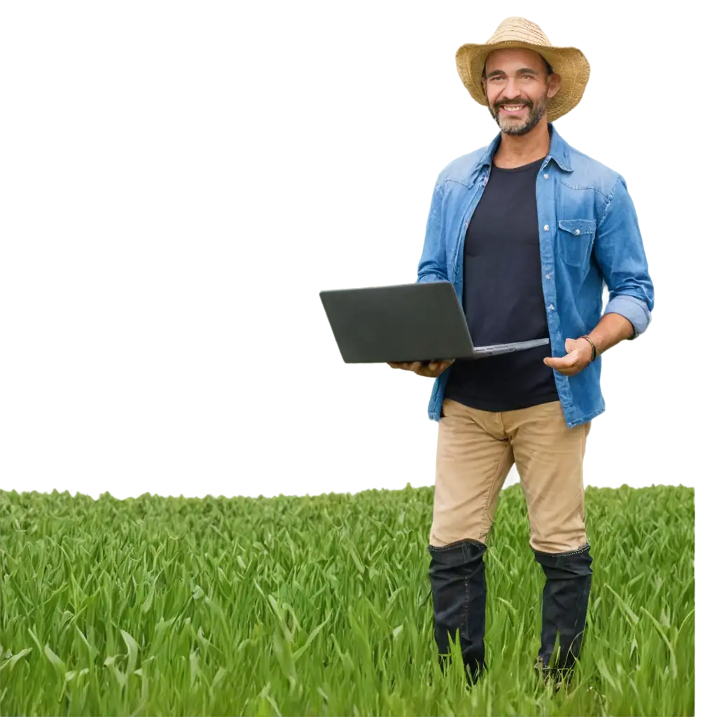 Happy-Farmer-with-Laptop-in-Field-PNG-A-Vibrant-Representation-of-Modern-Agriculture